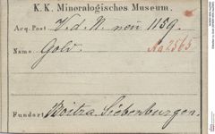 Etiketten zu Gold (NHMW-MIN-Aa2565)